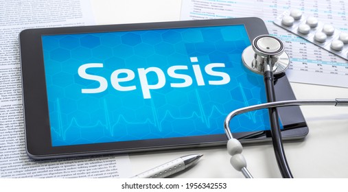 The word Sepsis on the display of a tablet