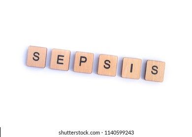 The word SEPSIS spelt with wooden letter tiles.