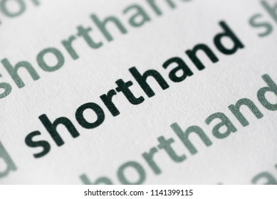 Word Shorthand Printed On White Paper Macro