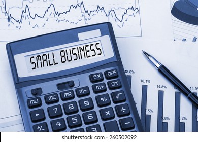 word small business displayed on calculator
