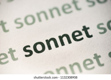 Word Sonnet  Printed On White Paper Macro