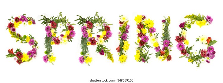 The Word Spring Made Of Flowers