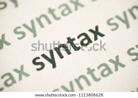 word syntax printed on white paper macro