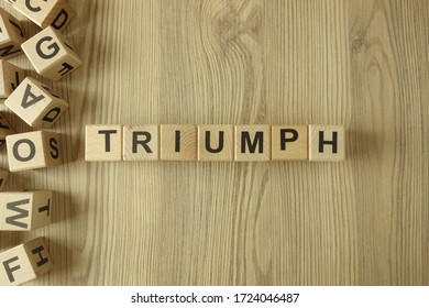 Word triumph from wooden blocks on desk - Shutterstock ID 1724046487