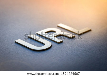 Word URL written with white solid letters on a board