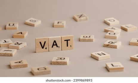 Word VAT written on wooden cubes 