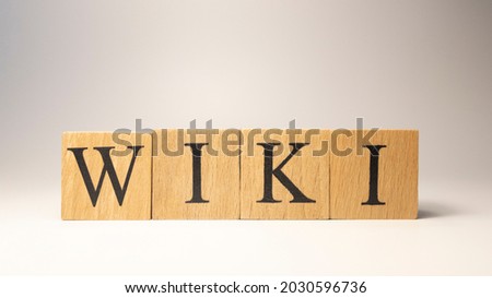 The word wiki was created from wooden cubes. News and communication. close-up.