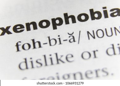 The Word Xenophobia Close Up