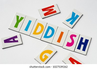 Word Yiddish Made Of Colorful Letters On White Background