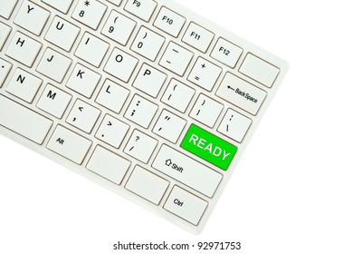 Wording Ready on computer keyboard isolated on white background