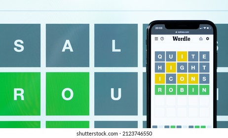 Wordle Game On Iphone Screen On Stock Photo 2123746550  Shutterstock