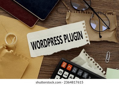 WORDPRESS PLUGIN, a lot of stationery text on torn paper