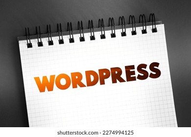 Wordpress text on notepad, concept background