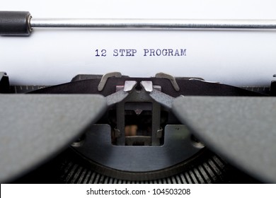 The Words 12 Step Program Typed On An Old Typewriter.