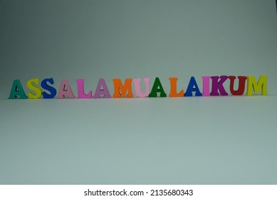 Words ' Assalamualaikum' on white background. 'Assalamualaikum' is the word Bengali, Malay, and Muslim greeting or say Hello. 