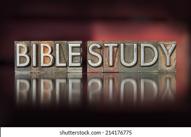 The words Bible Study written in vintage letterpress type