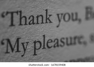 Words From Book:thank You ,my Pleasure With Bokeh,close Up ,macro Photo.