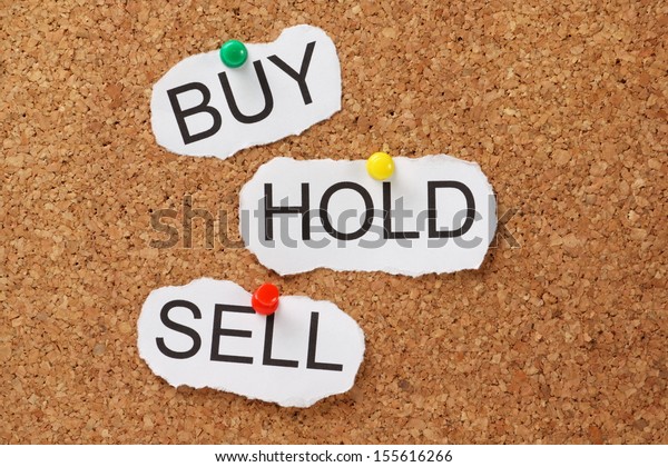 tegenkomen Boekhouding Trots Words Buy Hold Sell Pinned Cork Stock Photo (Edit Now) 155616266