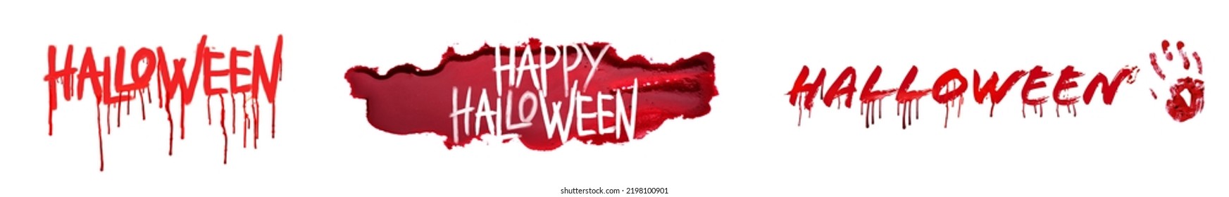 Words HALLOWEEN Written In Blood On White Background