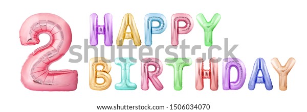 Words Happy Birthday Made Colorful Inflatable Stock Photo (Edit Now ...