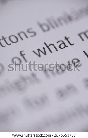 words inside of book close up