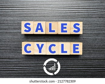 Words Sales Cycle On Wooden Cubes With Icon.