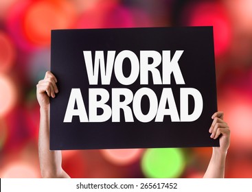 Work Abroad Card With Bokeh Background