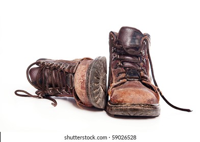 Work Boots Isolated Against White Background