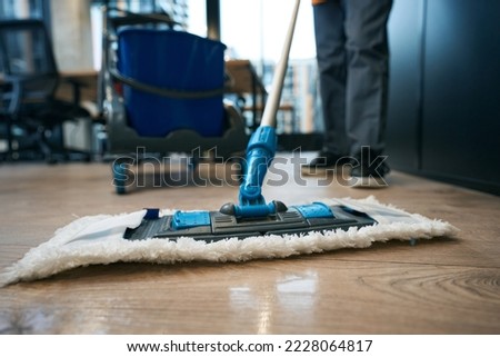 Work of cleaning company specialists in the coworking area