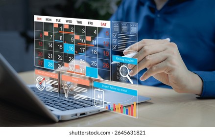 Work efficiency planning with task checklists, time management, project tracking, and scheduling. Organizing daily activities and deadlines using calendar tools.