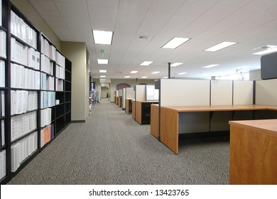 The Work Floor In A Large Corporate Office Of An Architecture Firm