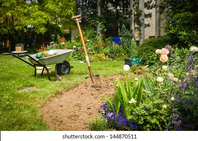 Work In Garden-digging New Flower Beds