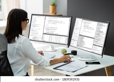 Work From Home On Multiple Computer Screen