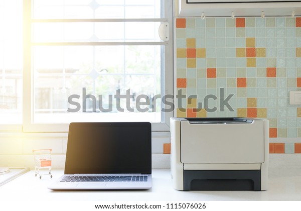 Work Home Small Office Kitchen Computer Royalty Free Stock Image