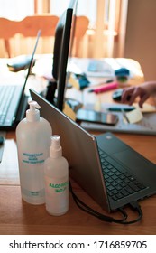 Work From Home (wfh) As An Entrepreuneur & COVID-19 Survival Kit, Clean Your Computer & Laptop After Typing, Be Protected During The Coronavirus Pandemic, Hand Sanitizers, Alcohol Spray, Purell