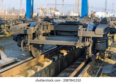 Work Industrial Depot Stations With Repair Wagons Freight Train Wheels Rails