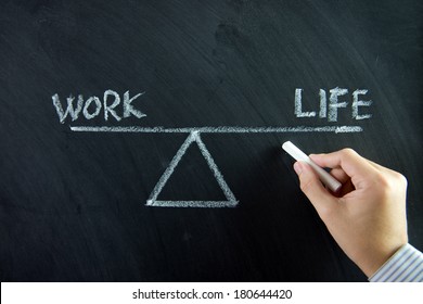 Work and life balance written on chalkboard