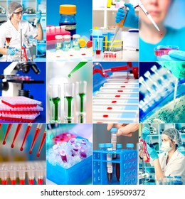 Work In The Microbiology Laboratory, Medical Research Set