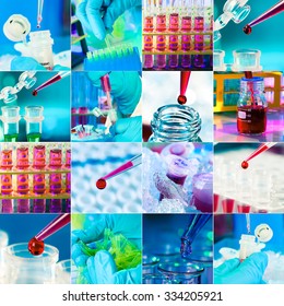 Work In The Microbiology Laboratory, Medical Research Set