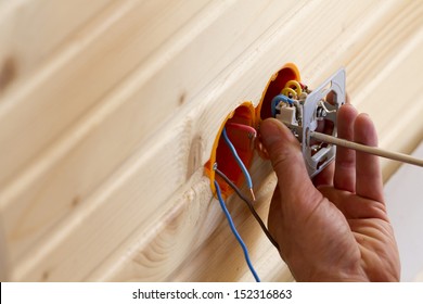 Work on installing electrical outlets.
