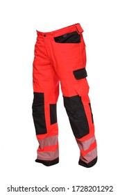 Work Pants In Red On A White Background