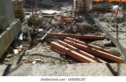 work in progress on the construction site in the spring