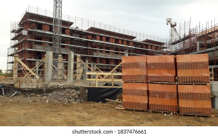 Work in progress on the construction site to build houses and offices - business