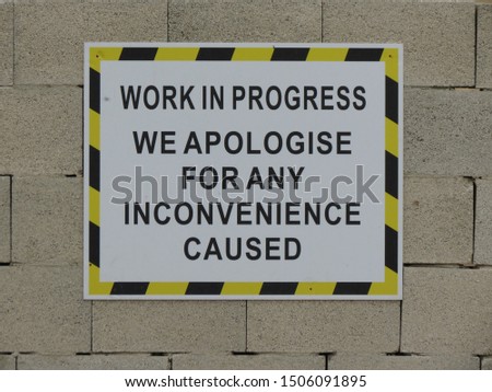 Work in progress. We apologize for any inconvenience cause. Warning label