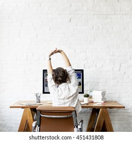 Work Resting Stretching Lifestyle Woman Concept