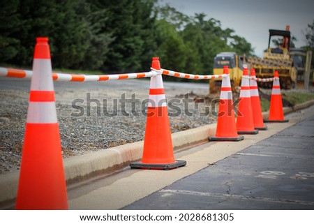 work safe, orange witches hat traffic cones, roadwork, road work, barrier