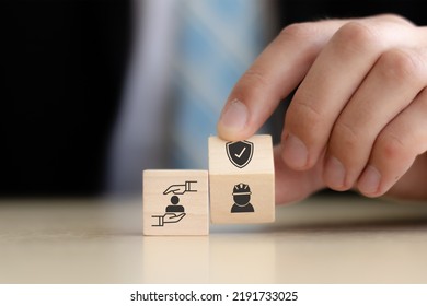Work safety concept. Safety at workplace, safety first, hazards, protections, health, regulations and group insurance.  Working standard process. Zero accidents. Operational excellence. HSE concept. - Shutterstock ID 2191733025