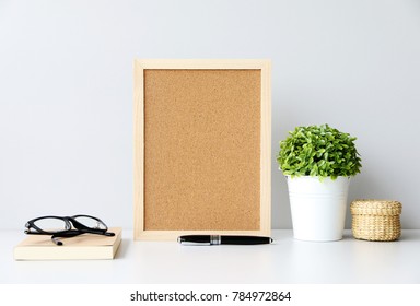 Work Space Cork Board On Desk In Office