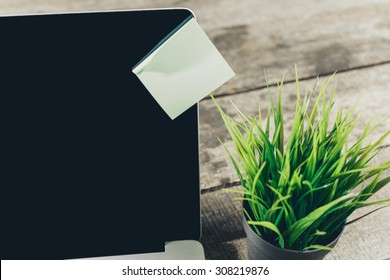 Work space, laptop