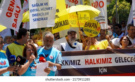 Work Stoppage And Press Release In A Protest Of Health Workers In Izmir,  Turkey On July 01, 2022                       